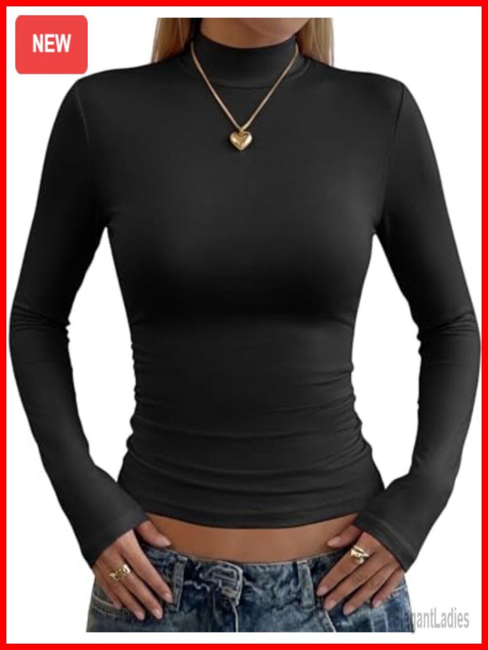 Womens Long Sleeve Mock Neck Top Slim Fit Stretch Layering Shirt